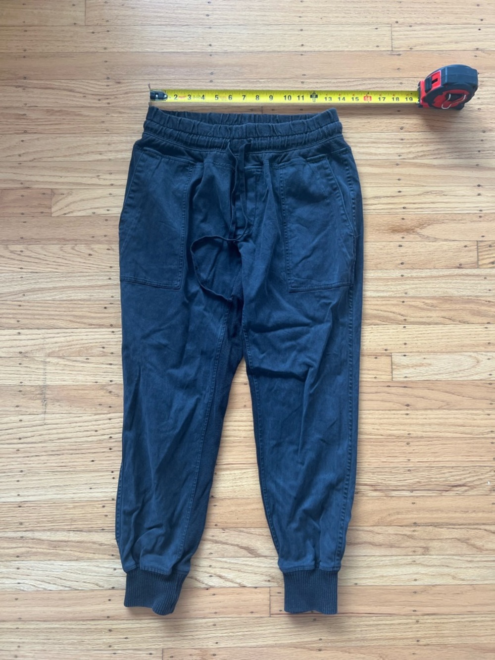 James Perse Mixed Media Jogger Pants Women Size 2 Black Cotton Drawstring